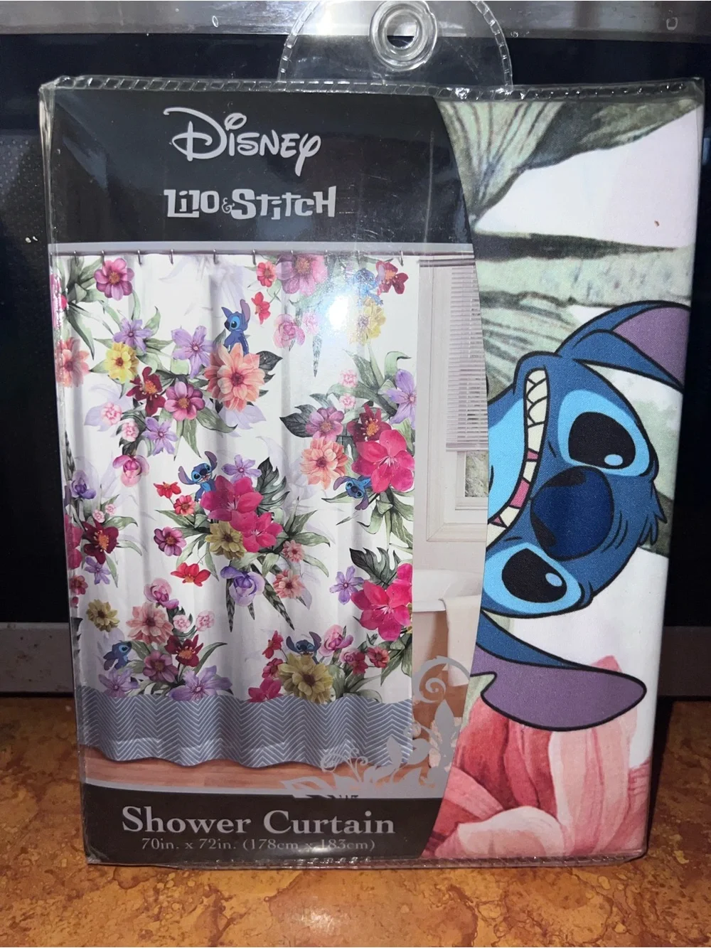 Disney Stitch Floral Shower Curtain